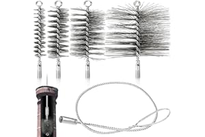 BSTDAYEVER Cepillo para Tubos de Estufa Cepillos de Limpieza de Chimeneas 4Pz Cepillo para Tubo de Horno 30 50 80 150mm Cepillos para Chimenea de Alambre de Acero para Chimeneas Chimenea Canales Tubería
