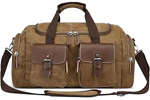 DEEVORCA Vintage Uomo Borsone da Viaggio a Mano 50L Grande Borsone da Weekend La Notte pour Sportiva Vacanza All'aperto Campeggio Casuale Borsa a Tracolla Tela Elegante Uomo Borsa Tote Marrone