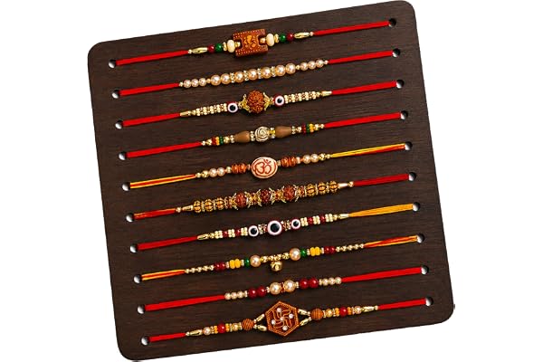 TONKWALAS Multicolor Combo of 10 Dora Rakhi Set for Men with Roli Chawal Rakhi Set for Brother