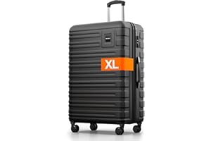 Travely Valise en Polycarbonate, Taille XL, 77 cm, Volume intérieur 100 L, Dimensions 158 cm, Valise à Coque Rigide très Robuste avec roulettes Souples et Serrure TSA, Valises, Valises à roulettes