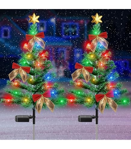 Lumières Solaires De Noël - Pack De 6 - Arbre, Bonhomme De Neige, Renne - 8 Modes - Extérieur