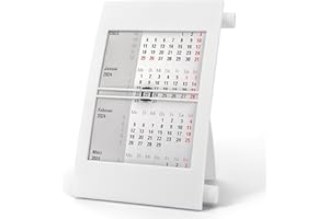 Truento 3-Monats-Tischkalender für 2 Jahre (2024 & 2025) - mit Drehmechanik - weiß/weiß/schwarz
