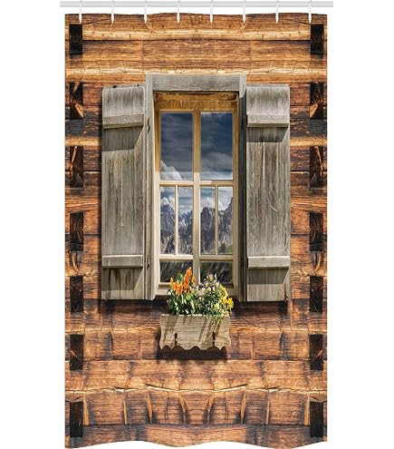 Duschvorhang Seehaus-Design – 183x198 Cm, Wasserdichter Stoff | Bunte Holzpaddel-Deko Für Bad, Kinder, Erwachsene