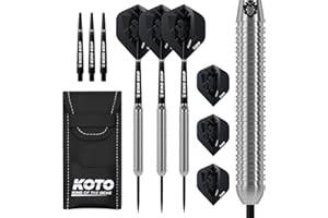 KOTO DARTS KOTO - Freccette Kingcontrol 90% 32 G, Nero, 3 Barili, Alette + Aste & Portafoglio per Freccette, Uso Professionale