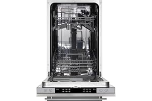 Cookology CBID450 Slimline Integrated Dishwasher 45cm with 10 place settings, 6 Wash Programmes, LED Control Panel and a Delay Timer - in Stainless Steel