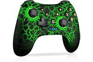 GAMSINGY Switch Controller für Switch/Lite/OLED Konsole,Switch Controller mit Präzise Bewegungssteuerung/Dual Motor Vibration/Turbo/Aufwecken Funktion/RGB Leuchtmodi/Durchsichtig Look/15Std Spielzeit