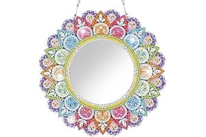 Binnan 5D Diamond Painting Mirror, Miroir de Maquillage Mandala, Maquillage Jouet Miroir de Peinture Diamant, Miroir Diamant en Ccristal pour Filles, pour Decoration Chambre Murale