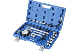 SWAWIS 11 Piezas Medidor de Compresión para Motores de Gasolina 0-300 PSI / 0-20 BAR Probador de Presión de Cilindros, Ferramentas Mecanica Auto, Motocicletas, ATV (No Diésel)