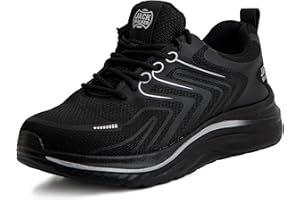 Jack Walker Men's Walking Trainers Lightweight and Breathable Air Bubble Comfort and Non-Slip Rubber Soles Ideal for Trekking Protective Sports Footwear for Everyday Use JW032 Black