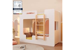 smartwood Letto a Castello per bambini 80x160 Mimi BP- Scaletta destra - Lettino montessori bambino con rete a doghe con ringhiera - Bianco