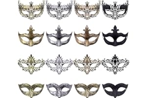 FEQO 16 Stück Venezianische Maskerade Maske für Damen Herren Vintage Antike Masken Augenmaske Retro Maskerade Masken für Karnevals Halloween Party
