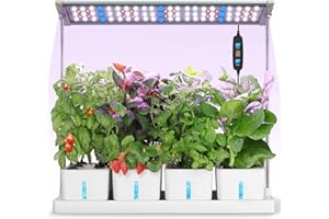 Angel Shield Hydroponic Anzuchtsystem indoor, 20 Hülsen Smart garden Kräutergarten Set mit automatischem Timer 34W LED Pflanzenlampe, 4 abnehmbare Wassertanks, 68 cm höhenverstellbar