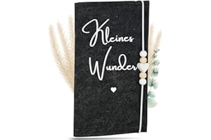 MAHEWA® Mutter-Kind-Pass-Hülle Österreich aus Filz-Stoff | Mutterpass-Organizer Mutterpass-Tasche Schutzhülle (Mutterkindpass Kleines Wunder, Anthrazit)