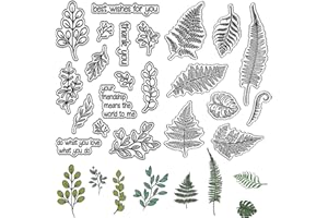 CRASPIRE 2 Sheets Leaves Theme Clear Rubber Stamp Vintage Ferns Leaf Plants Transparent Silicone Seals Stamp Retro for Journaling Card Making DIY Scrapbooking Handmade Photo Album Notebook Decor