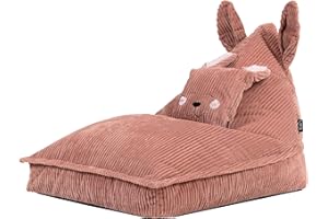 ‎ICON Icon Robyn Kaninchen Sitzsack Kinder, Rosa, Flauschiger Cord Stoff, Sitzsack Cord mit Füllung, Bequemer Kinder Sessel, Kuschelsessel, Lese Sessel, Schlafzimmer, Kinderzimmer, Spielzimmer