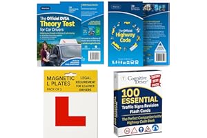 COGNITIVE DRIVER 2025 UK Driving Theory Test Kit – Highway Code Book, Driving Theory Test Book, Road Signs Flash Cards & L Plates for Learner Drivers.