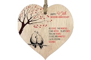 STUFF4 45th Wedding Anniversary Wooden Heart Plaque, Light Wood Sign Keepsake, Celebrate Sapphire Anniversary Wife Husband Boyfriend Girlfriend, Plaque with Quotes Gifts from the Kids