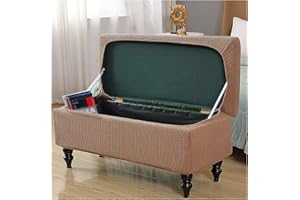XGANGM Fodera Pouf Poggiapiedi Rettangolare con Coperchio Copri Pouf Rettangolare Elasticizzato Apribile Copri Ottomano Copertura Cassapanca Contenitore Fodera Panca Pieghevole,Camel,1medium