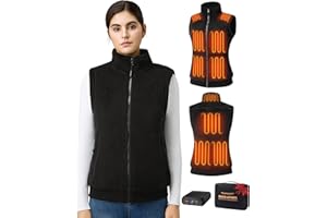 Topdot Lana Chaleco Calefactable Mujer, Chaleco Térmico con Batería de 7.4V 16000mAh,10 Zonas de Calentamiento con 3 Temperaturas,Forro Polar Chaleco Calefactable Eléctrico Ligero