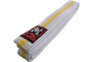 BUDODRAKE Cinturón de karate blanco de amarillo y blanco mittelstreifen Judo Taekwondo Cinturón