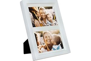 BD ART Ramka na zdjęcia, 17 x 23 cm, galeria zdjęć, z passe-partout i 2 wycięciami na zdjęcia 10 x 15 cm, biała