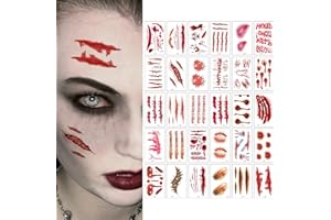 TUKNON Halloween Tatuaggi Temporanei, Tatuaggi Temporanei, Tatuaggio Della Ferita di Halloween, Halloween Zombie Tatuaggi, Tatuaggi Cicatrici Halloween, Decorazione di Vampiri di Halloween, 30 Fogli (02#)