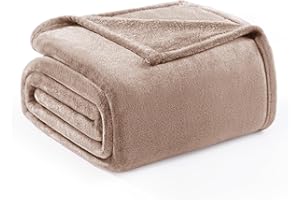 Exclusivo Mezcla Koc polarowy, na łóżko, super miękki i ciepły, do użytku na cały rok, przytulny, pluszowy, lekki, 230 x 230 cm, wielbłądzi