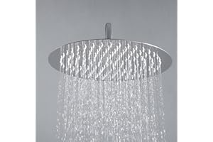JOHO Rociador superior de ducha 16 Pulgadas, Cabezal de Ducha Lluvia Grande 40cm de fácil cuidado, Alcachofa de Ducha acero inoxidable 304 con ducha antical, Redondo 40cm Cromado