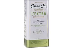 COSTA D'ORO Costa d’Oro – L’Extra . Olio Extravergine di oliva estratto a freddo. Sapore equilibrato, adatto a tutte le ricette e come condimento per insalate. Latta da 5 litri, 1