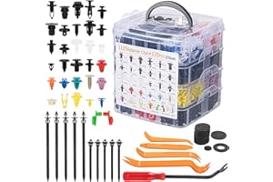 Bczhieulw Clip auto, 1240 pezzi set di scatole di fissaggio auto con strumenti di smontaggio, fascette e cuscinetti in spugna, clip di fissaggio auto