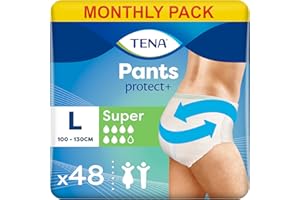 TENA Pants Super, 48 pairs of Unisex Incontinence Pants (4 x 12 packs) for Women and Men with Heavy Bladder Weakness, Size Large