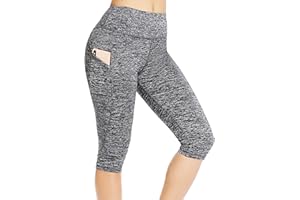 CFR Capri Leggings with Pockets for Women 3/4 Length High Waisted Gym Leggings Sports Workout Yoga Pants