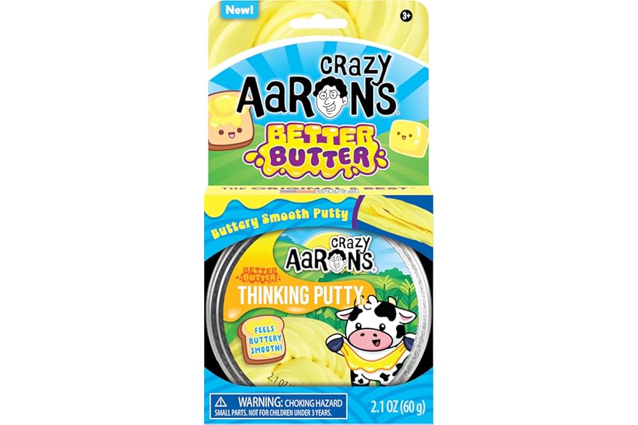 Crazy Aaron's Better Butter Thinking Putty, Buttery Smooth Texture, Yellow, 2.1 oz (60g), Ages 3+