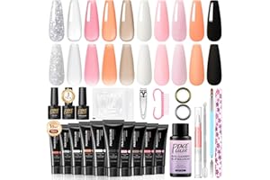 PEACECOLOR 10 Colori Kit Ricostruzione Unghie, 16ML Gel Extension per Unghie Poligel Set con Top & Base Coat Slip Solution Kit Gel Ricostruzione Unghie Poly Unghie Gel Kit Unghie Gel Nail Art