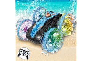 YITICAL Voiture Télécommandée Enfant Tout Terrain Etanche, Jouet Enfant 3 4 5 6 7 8 9 10 Ans, Véhicule Amphibie, 360°Rotation 2.4GHz RC Voiture avec Feux de Roue, Jeux Cadeau pour Garçon et Fille 3-12 Ans