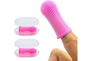 PYEF CRAFTS Cepillo Dientes Bebe con Dedal Silicona Suave - Cepillo Dientes Infantil Para Bebes y Niños - Cepillo de Dientes Bebe y Niño Forma Dedo - Pack de Cepillos de Dientes Bebe y Niño Color Azul/Rosa (Rosa)