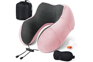 SOMLAW Oreiller de Voyage, Oreiller Cervical en Mousse à mémoire de Forme, Coussin de Support Cervical Essentiel pour Voyager, Sac de Transport Inclus, Bouchons d'oreille et Masque de Sommeil