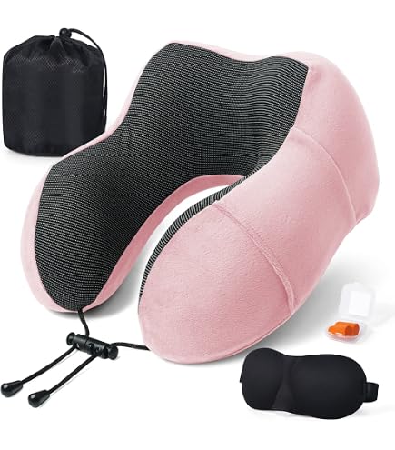 Oreiller De Voyage En Mousse Mémoire - Coussin Avion Pour Cou - Sac Inclus - Rose