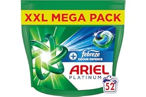 Ariel Platinum PODS, Washing Liquid Laundry Detergent Capsules 52 Washes, +Touch Of Febreze Odour Defencel, Removes 7-old sweat odours (Packaging may vary)