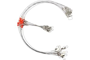 OROOTL Lot de 12/24 bas de ligne de pêche en acier inoxydable avec 1 bras/2 bras et perles pivotantes, haute résistance en eau salée