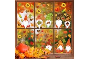 ENAIAH 8 sztuk naklejek na okno na Święto Dziękczynienia – jesienne, liście, naklejki na okno, dekoracja na okno, jesień, samoprzylepne, dekoracja na Święto Dziękczynienia (C)