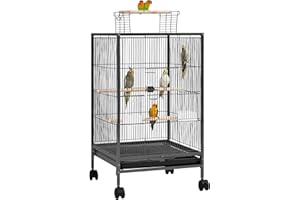 Yaheetech 89.5cm Iron Open-Top Bird Cage Parrot Cage with Rolling Stand for Parakeets Budgies Lovebirds Small-Sized Birds
