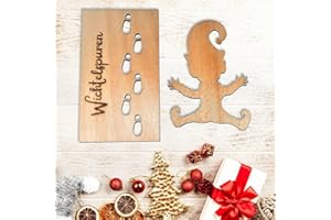 COLEESON Wichtelschablone Fußabdrücke, Wichtel Zubehör Weihnachten, Wichtel Schablone Fenster, Weihnachtsdekoration, Holz Wichtelschablone Fußabdrücke für Weihnachtsdekorationen auf Böden Fenstern (A)