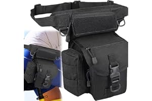 MINGZE Drop Leg Bag, Motorcycle Leg Bag with LegStrap for Men Women, Multifunctional Waist Pack with Removable Leg Straps, Expandable Storage Tactical HipBag for Cycling, Riding, Running