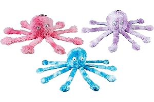 Gor Pets Fun Dog Chew Toy Soft Cuddly with Squeeky Feet - Mommy Octopus, 15-inch(Assorted colors)