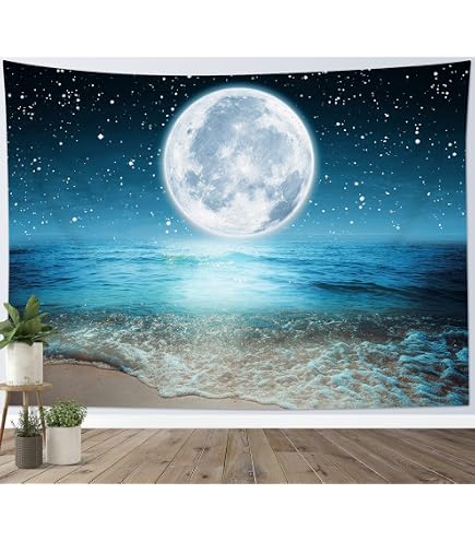 Tenture Murale Champignons Vintage - Motif Lune Et Feuilles - Décoration Bohème Pour Chambre Ou Salon