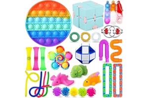 Chennyfun Kit de Juguetes Sensoriales, 30PCS Juguetes Antiestrés, Juguetes Aliviar el Estrés con Cubo Infinito, Mochi Squeeze Toys, para Aliviar el Estrés y el Ansiedad Niños y Adultos, Autismo, TDAH