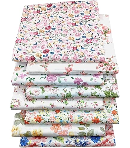 PATIKIL 7 Quadrati Di Tessuto In Cotone 50x50 Cm - Verde Con Stampa Floreale E Pois - Per Patchwork, Quilting E Fai Da Te