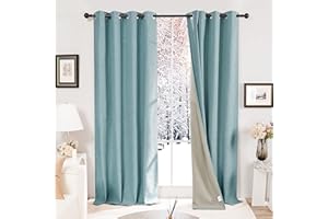 Deconovo Cortinas Dormitorio Moderno Opacas Totalmente para Ventanas de Habitación Juvenil con Ollados 2 Piezas 117 x 138 cm Turquesa