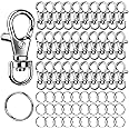 LEOBRO 60Pcs Swivel Lobster Clasps, Key Ring, Keyrings, 30PCS Lobster Clasps and 30PCS Key Ring Hoops, Swivel Lanyard Snap Hooks, Key Rings for Keychain Key Ring Chain for Craftts